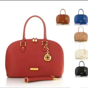 Joy & Iman 22-Section Luxe Genuine Leather Handbag w/ Watch Jet Black